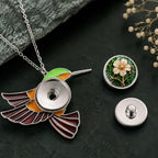 18mm Colorful Hummingbird Snap Charm Necklace