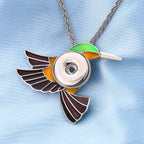 18mm Colorful Hummingbird Snap Charm Necklace