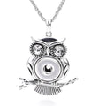 18mm Vintage Owl Rhinestone Snap Charm Necklace