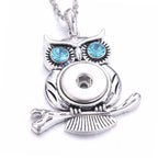 18mm Vintage Owl Rhinestone Snap Charm Necklace