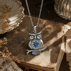 18mm Vintage Owl Rhinestone Snap Charm Necklace