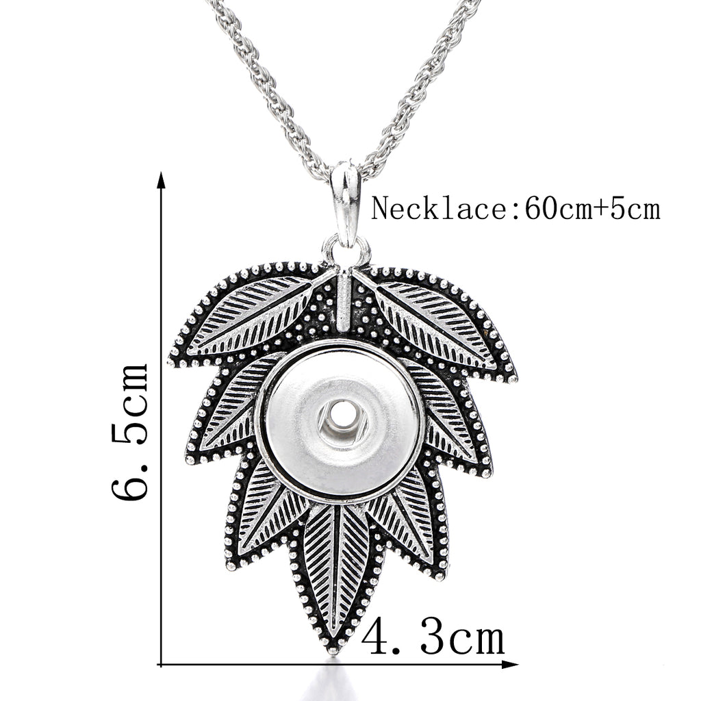 18mm Vintage Leaf Snap Charm Necklace