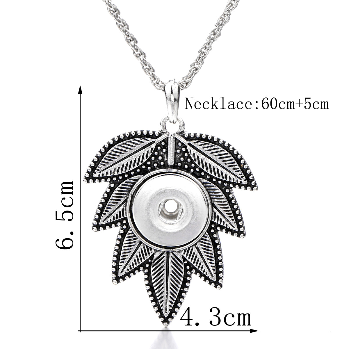 18mm Vintage Leaf Snap Charm Necklace
