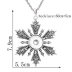 18mm Vintage Snowflake Snap Charm Necklace