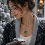 18mm Vintage Snowflake Snap Charm Necklace