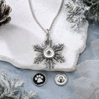 18mm Vintage Snowflake Snap Charm Necklace