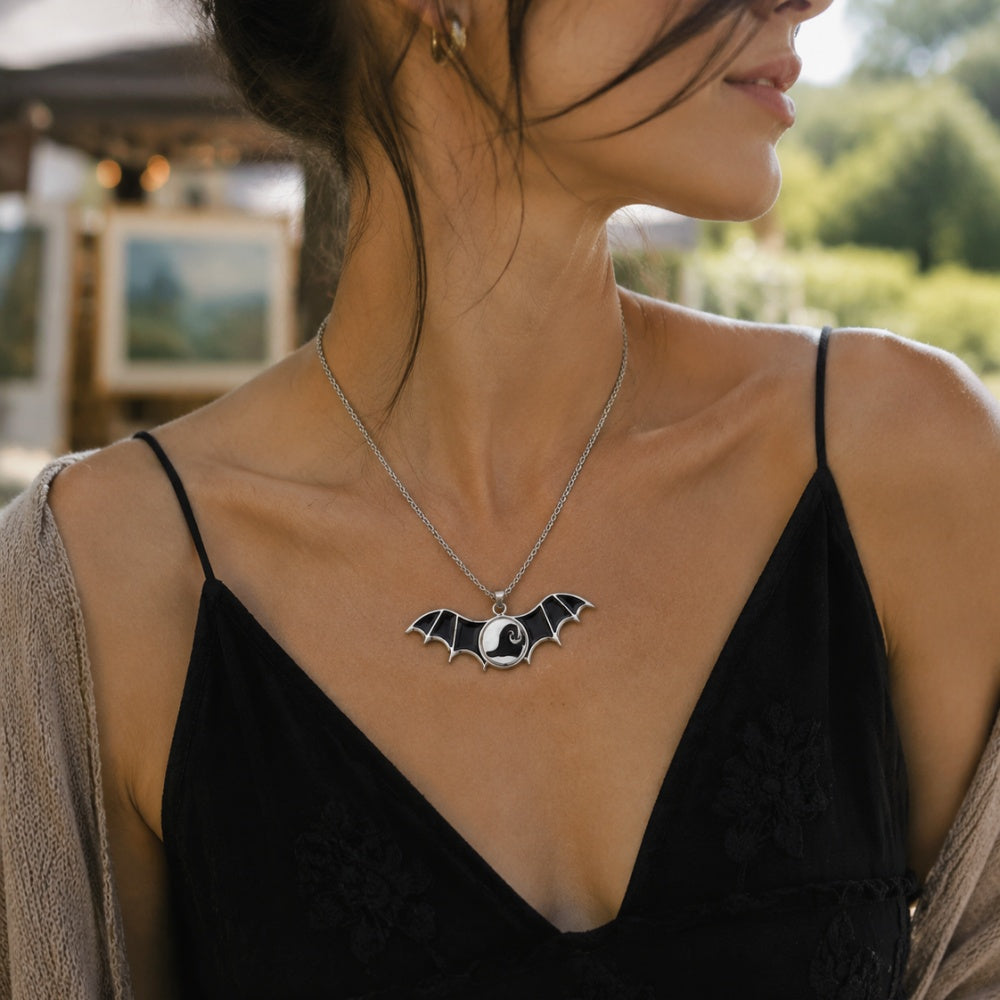 18mm Gothic Bat Snap Charm Necklace