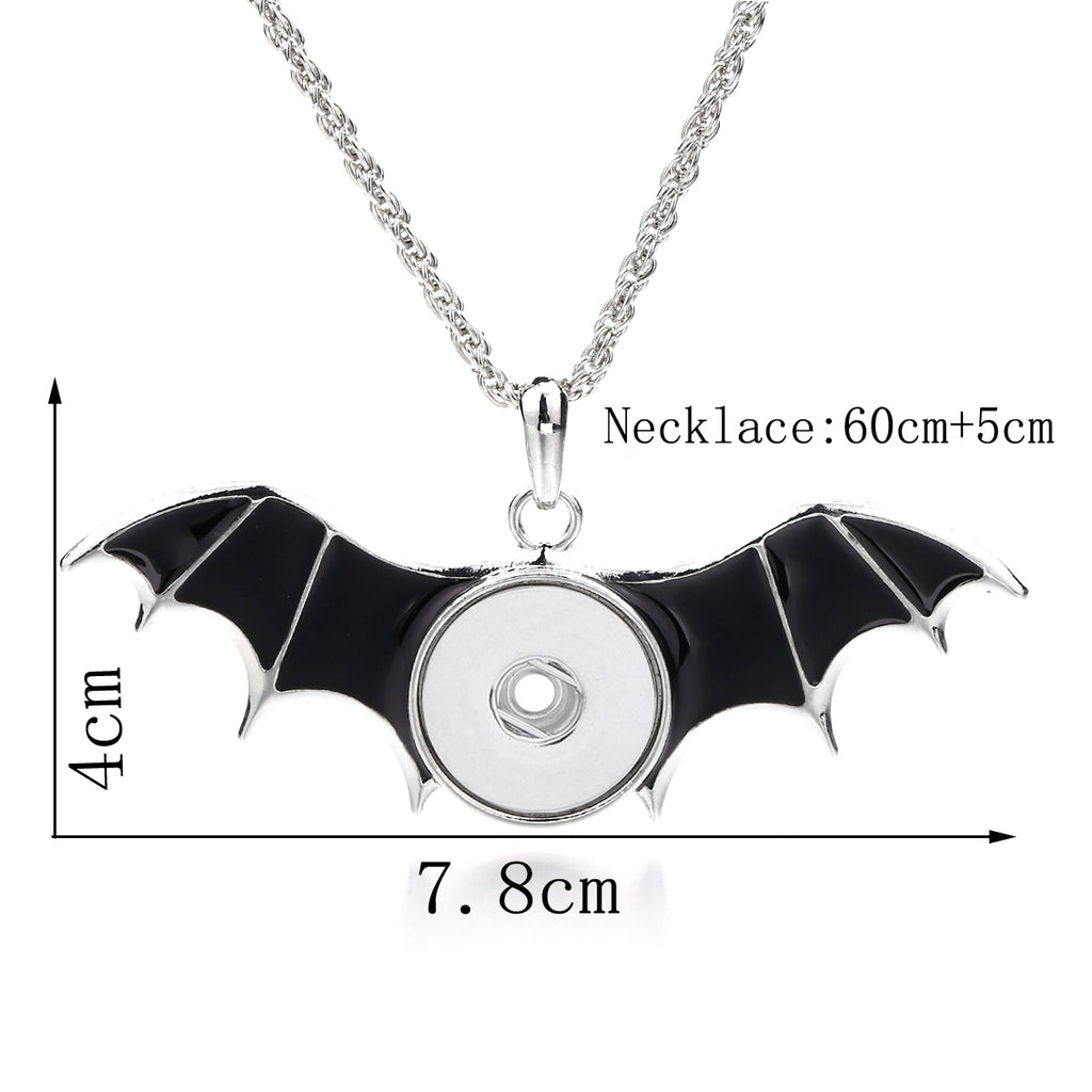 18mm Gothic Bat Snap Charm Necklace