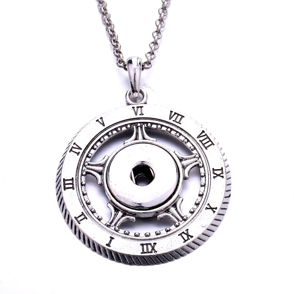18mm Vintage Clock Face Snap Charm Necklace