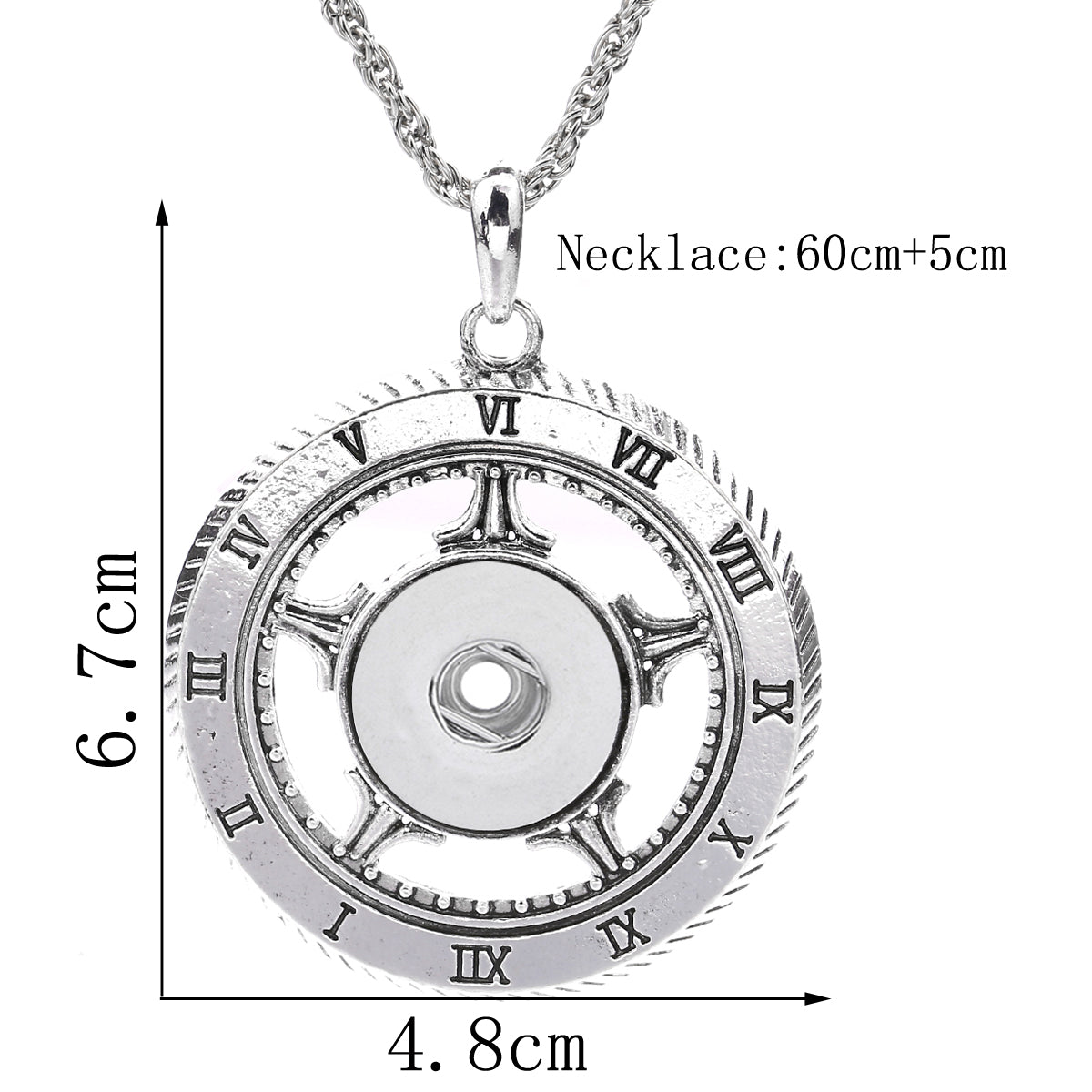 18mm Vintage Clock Face Snap Charm Necklace