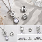 18mm Crystal Cat Snap Charm Necklace | Cute Animal Interchangeable Pendant