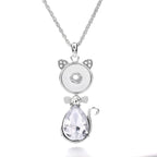 18mm Crystal Cat Snap Charm Necklace | Cute Animal Interchangeable Pendant