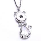 18mm Crystal Cat Snap Charm Necklace | Cute Animal Interchangeable Pendant