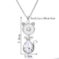 18mm Crystal Cat Snap Charm Necklace | Cute Animal Interchangeable Pendant