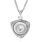 18mm Shield Shape Rhinestone Snap Charm Necklace | Geometric Interchangeable Jewelry