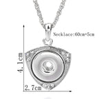 18mm Shield Shape Rhinestone Snap Charm Necklace | Geometric Interchangeable Jewelry