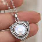 18mm Shield Shape Rhinestone Snap Charm Necklace | Geometric Interchangeable Jewelry