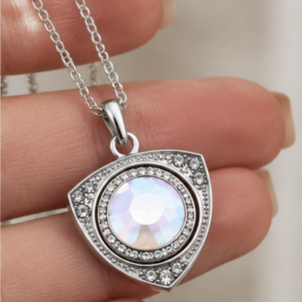 18mm Shield Shape Rhinestone Snap Charm Necklace | Geometric Interchangeable Jewelry
