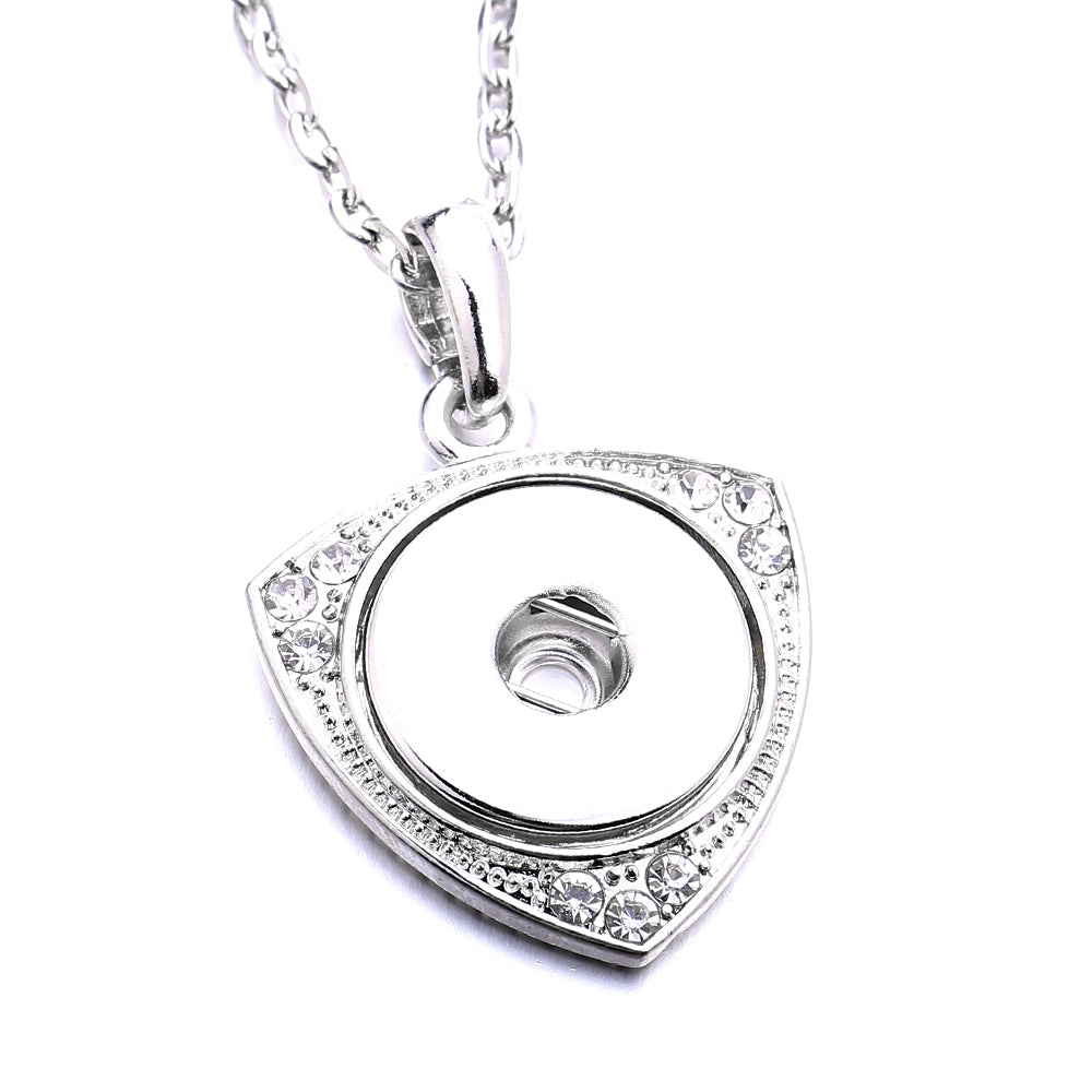18mm Shield Shape Rhinestone Snap Charm Necklace | Geometric Interchangeable Jewelry