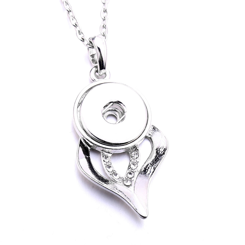 18mm Crystal Teardrop Snap Pendant | Elegant Rhinestone Necklace