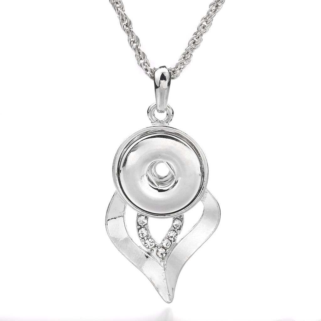 18mm Crystal Teardrop Snap Pendant | Elegant Rhinestone Necklace