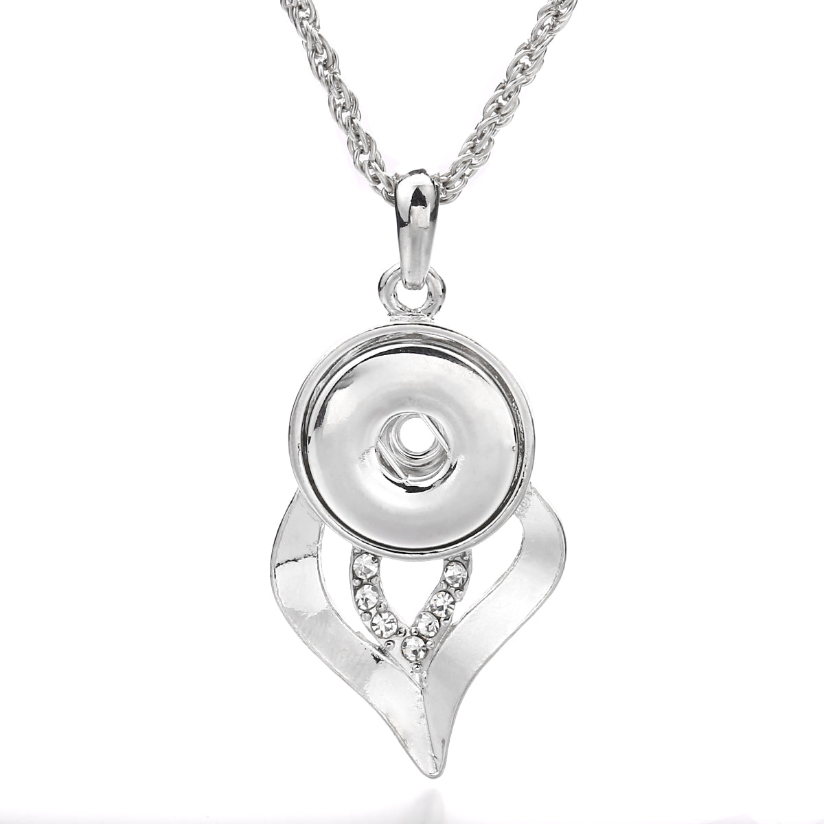 18mm Crystal Teardrop Snap Pendant | Elegant Rhinestone Necklace