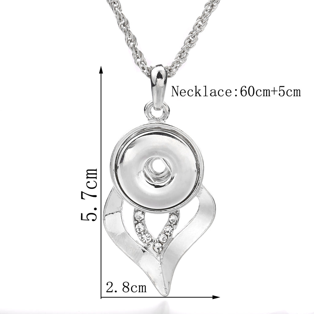 18mm Crystal Teardrop Snap Pendant | Elegant Rhinestone Necklace
