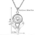 18mm Crystal Teardrop Snap Pendant | Elegant Rhinestone Necklace