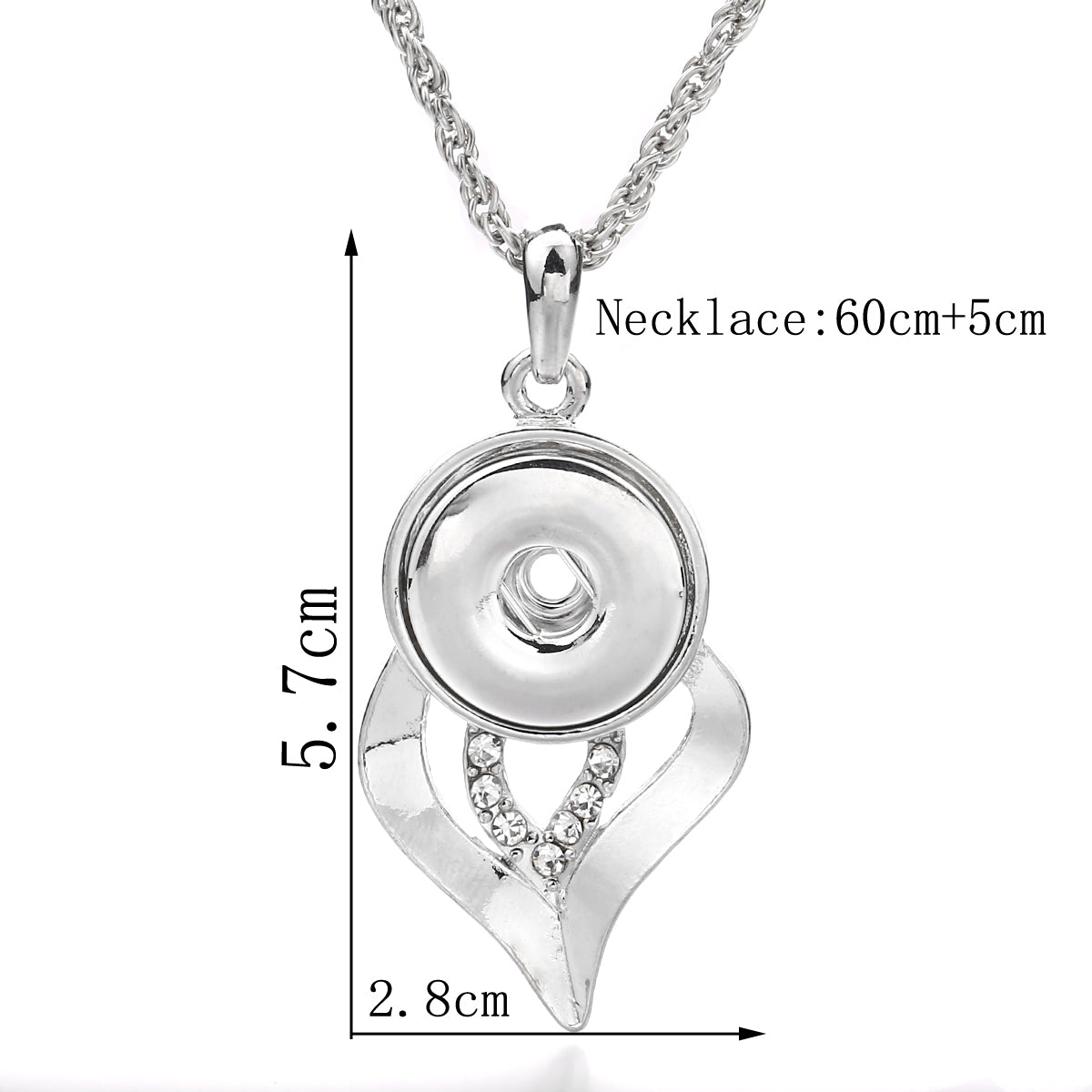 18mm Crystal Teardrop Snap Pendant | Elegant Rhinestone Necklace