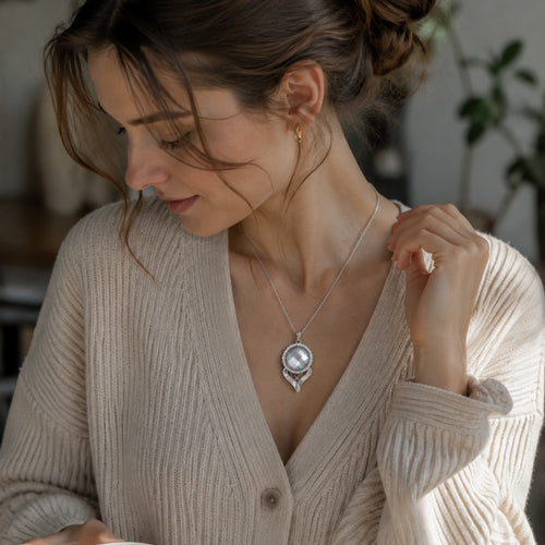 18mm Crystal Teardrop Snap Pendant | Elegant Rhinestone Necklace