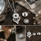 18mm Crystal Teardrop Snap Pendant | Elegant Rhinestone Necklace