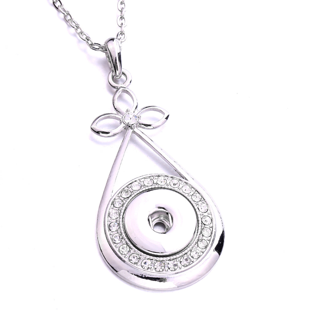 18mm Crystal Bow Teardrop Snap Charm Necklace