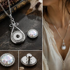 18mm Crystal Bow Teardrop Snap Charm Necklace