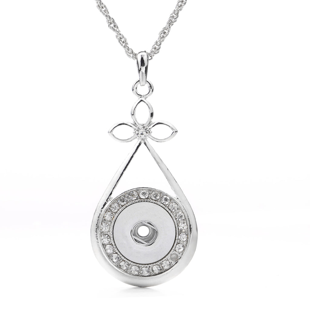 18mm Crystal Bow Teardrop Snap Charm Necklace