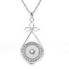 18mm Crystal Bow Teardrop Snap Charm Necklace