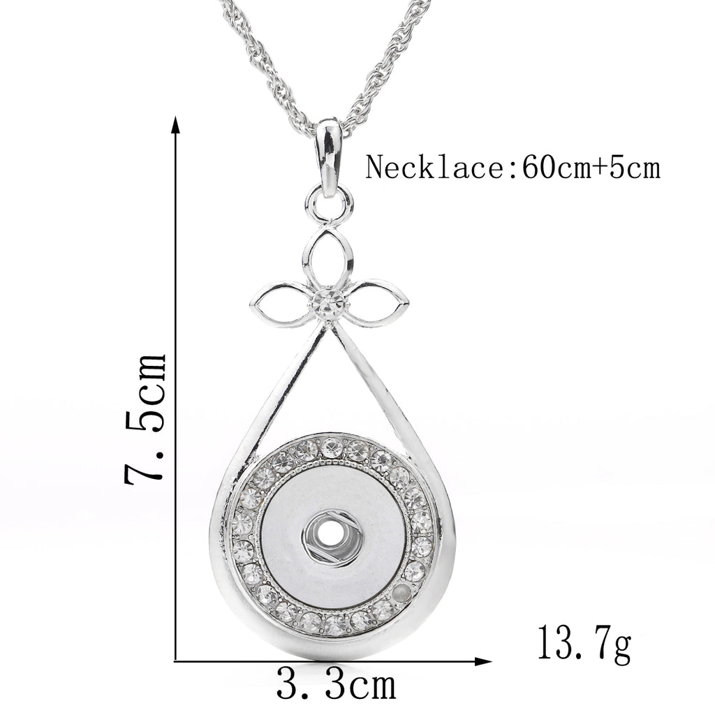 18mm Crystal Bow Teardrop Snap Charm Necklace