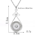 18mm Crystal Bow Teardrop Snap Charm Necklace