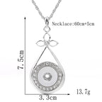 18mm Crystal Bow Teardrop Snap Charm Necklace