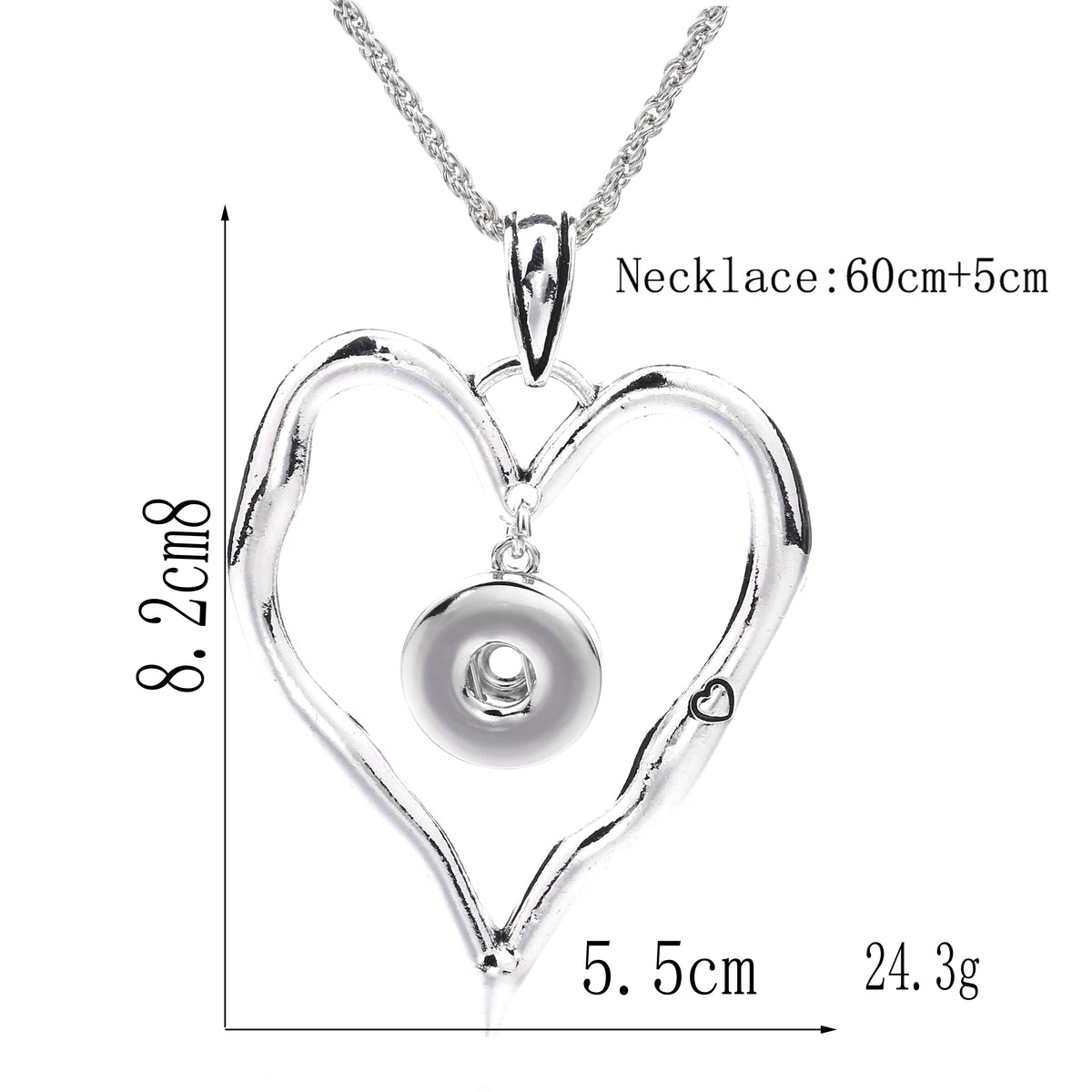 18mm Heart Frame Snap Charm | Interchangeable Necklace