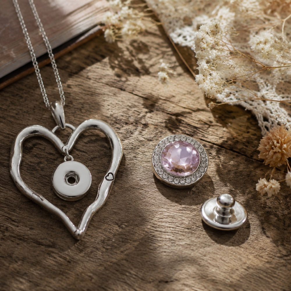 18mm Heart Frame Snap Charm | Interchangeable Necklace
