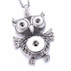 18mm Owl Snap Pendant Necklace | Vintage Animal Charm Jewelry
