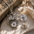 18mm Owl Snap Pendant Necklace | Vintage Animal Charm Jewelry