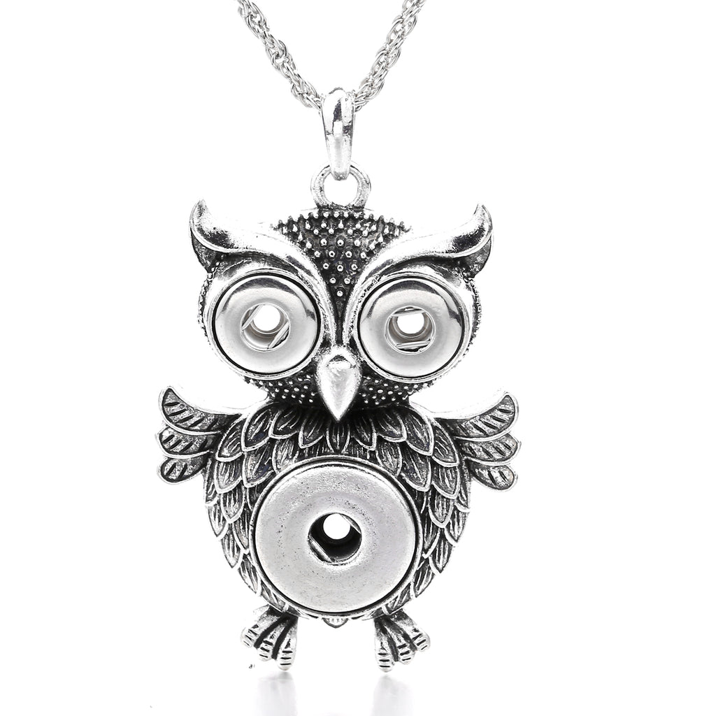 18mm Owl Snap Pendant Necklace | Vintage Animal Charm Jewelry