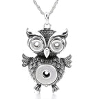 18mm Owl Snap Pendant Necklace | Vintage Animal Charm Jewelry