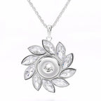 18mm Crystal Flower Snap Charm Necklace | Rhinestone Floral Interchangeable Pendant