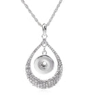 18mm Crystal Teardrop Snap Charm Necklace | Rhinestone Interchangeable Pendant
