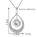 18mm Crystal Teardrop Snap Charm Necklace | Rhinestone Interchangeable Pendant