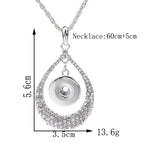 18mm Crystal Teardrop Snap Charm Necklace | Rhinestone Interchangeable Pendant