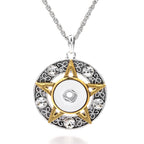 18mm Golden Star Snap Pendant | Vintage Celestial Rhinestone Necklace