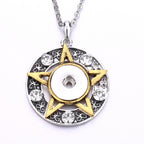 18mm Golden Star Snap Pendant | Vintage Celestial Rhinestone Necklace